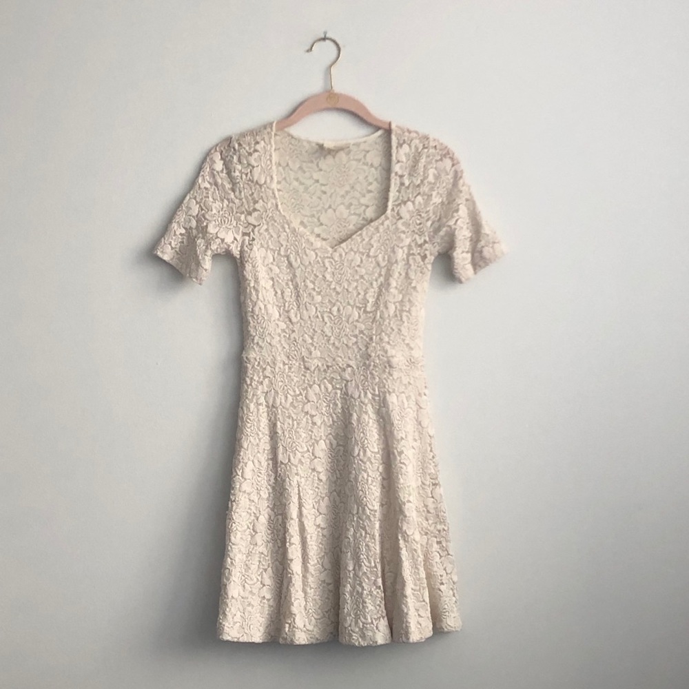 Pins and Needles Cream Lace Dress, Size S